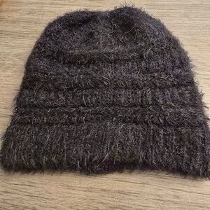 Time and Tru Black Beanie One Size Fuzzy Winter Ski Snow Warm